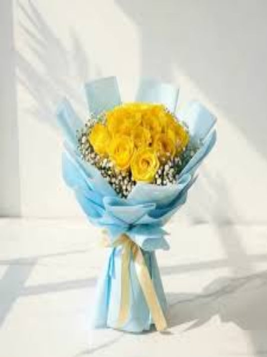 25 yellow count with baby breath